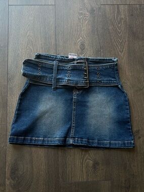 Watch L.A. Belted Denim Mini Skirt